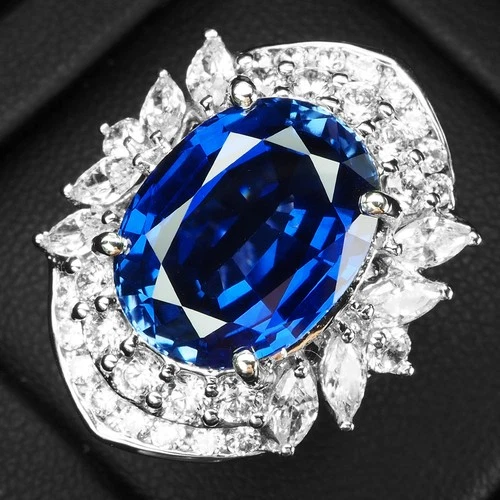Invaluable Royal Blue Sapphire 12.70Ct 925 Sterling Silver Handmade Rings Gift