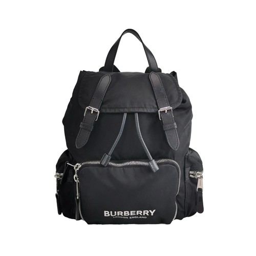 Burberry Medium Black Nylon Backpack With Silver Hardware - Excellent #1UBTT07