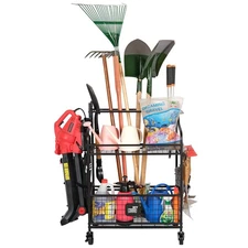Mythinglogic Garden Tool Organizer for Garage-Yard Racks with Wheels,Garage