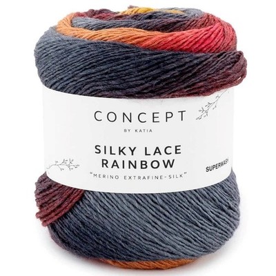 Katia ::Silky Lase Rainbow #302:: Merino Silk yarn Grey-Red-Brown
