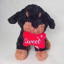Hug Fun Puppy Dog Black  Brown Plush Stuffed Animal Love Sweetheart Gift