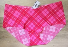 NWT Victoria's Secret PINK Plaid Smooth No-Show Hiphugger Hipster Panties XL