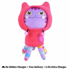 (Blue Bare) DJ CATNIP Gabby's Dollhouse Cat Plush 10'' Stuffed Animal Red Hoodie