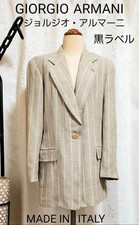 GIORGIO ARMANI Black Label Summer Wool Jacket Size 38 Beige Vintage woman