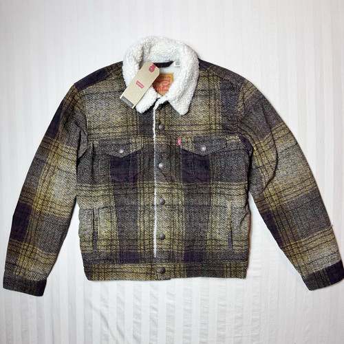 Levi's Jacket Mens Size Small Type III Sherpa Lined Trucker Plaid