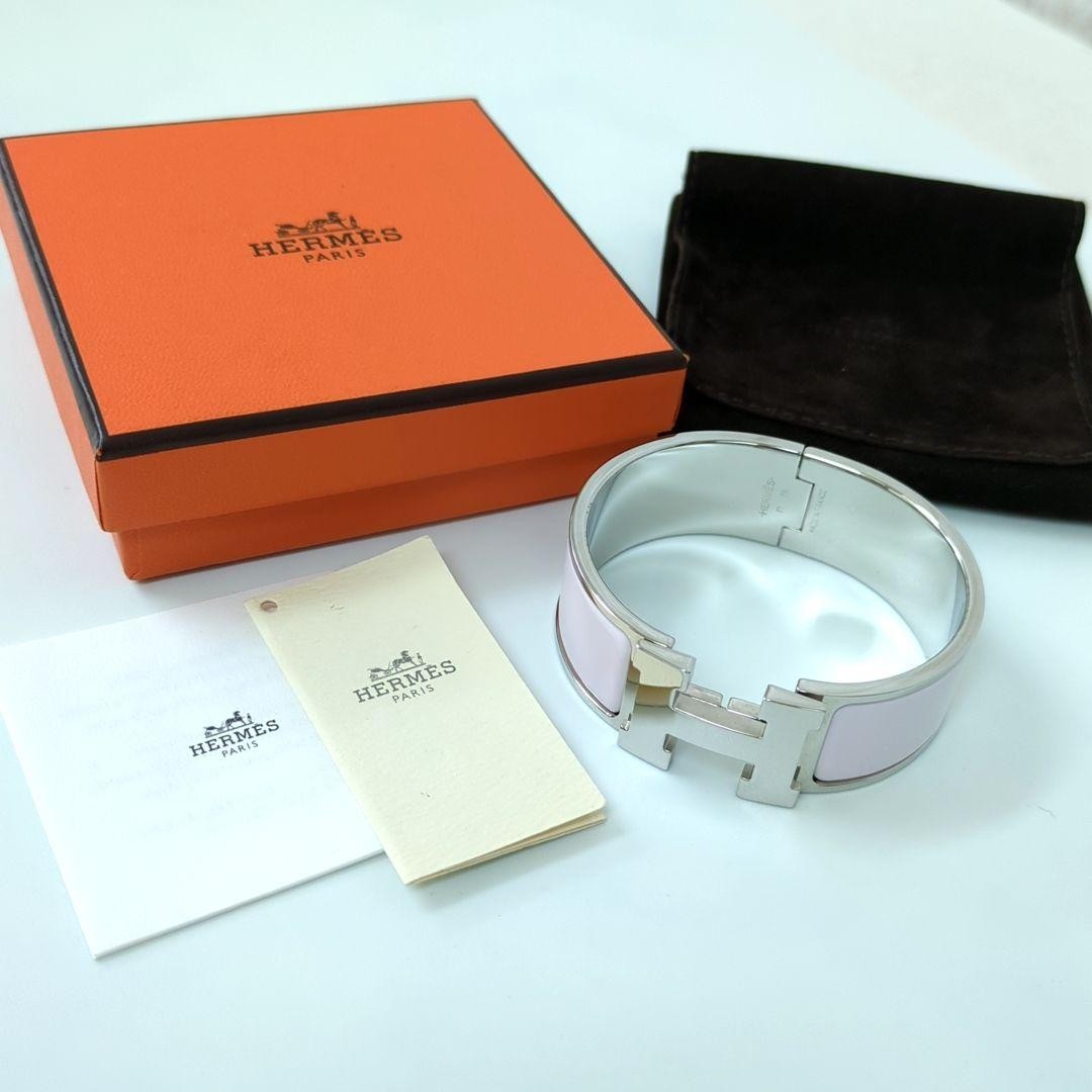 Hermes Click H Logo Pink Bracelet Excellent Used No Box 7.5in Auth