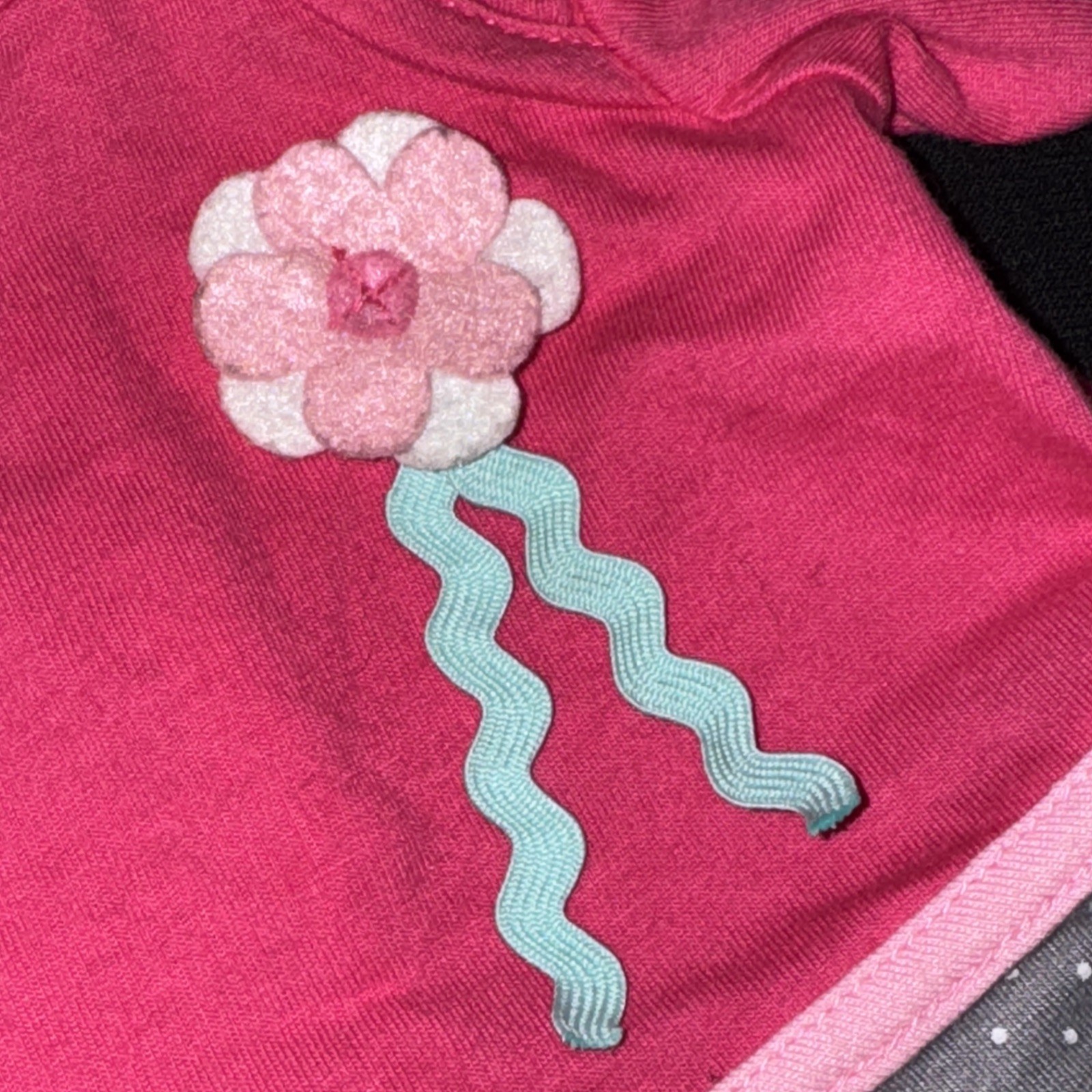 Replacement Pink & Gray Dress Top w/ Flower Applique for Nenuco Baby Doll