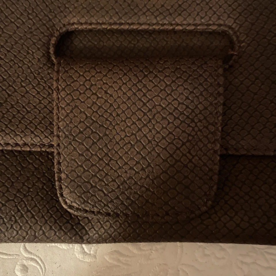 PURSE HANDBAG URBAN EXPRESSION BRN FAUX SNAKESKIN LEATHER ENVELOPE CLUTCH TRENDY - Image 2 of 4