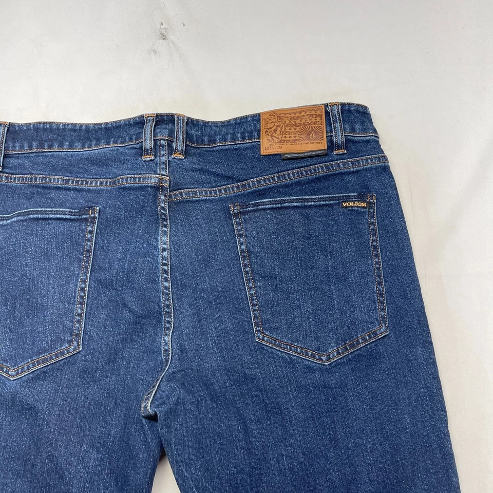 Volcom Jeans Mens 38x30 Blue Denim Cotton Skinny Leg Classic 5-Pockets Zip Fly - Image 3 of 4