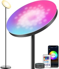 YHW Smart RGB LED Floor Lamp Works with Alexa Google Home WiFi Remote Modern ...