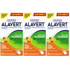 3 Pack Alavert Quick Dissolving Allergy Relief Tabs Citrus Burst 20 Count Each