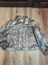 Chico s Woman s Metallic Silver Jacket Jacquard Size 2 Leopard