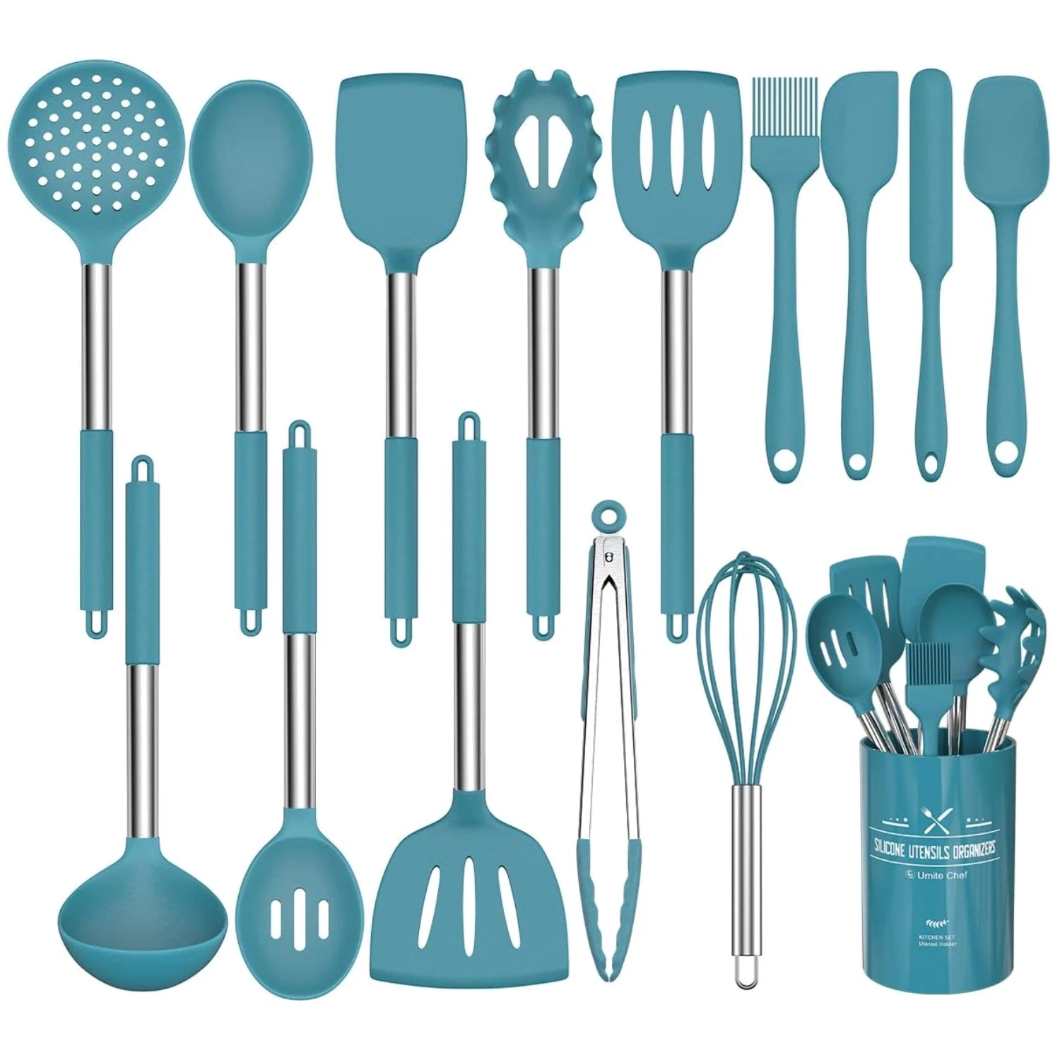15-Piece Silicone Kitchen Utensil Set - Heat Resistant