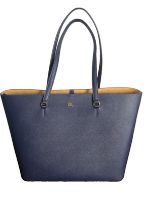 Ralph Lauren Crosshatch Leather Large Sophisticated Karly Tote