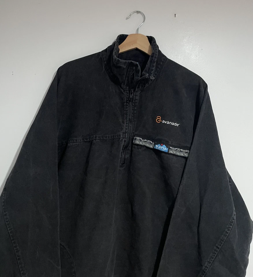 Kavu Мужская винтажная куртка четверть молнии уголь холст размер XL туризм  - Изображение 2 из 4