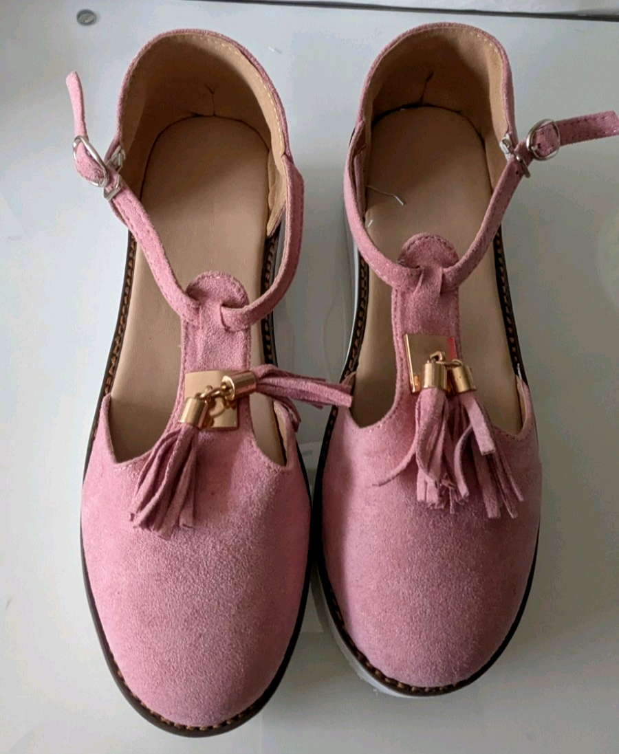 SAOLA TAGLIA 5 SANDALI ROSA SCAMOSCIATI CASUAL LEGGERI PLATEAU ZEPPA SUOLA CREPE SCARPE