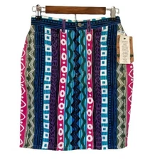 Gitano Denim Jean Skirt 90s Style Deadstock Vintage Bright Neon Designs NEW 9/10