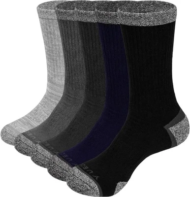 YUEDGE Mens Socks Moisture Wicking Cushioned Crew Socks Anti Sweat Work Socks f