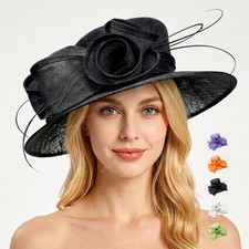 Kentucky Derby Church Hat Women Sinamay Wide Brim Wedding Dressy Tea Party