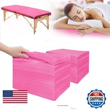 200Pcs Disposable Bed Sheets 31.5"x71" Pink Massage Table Covers Non-Woven