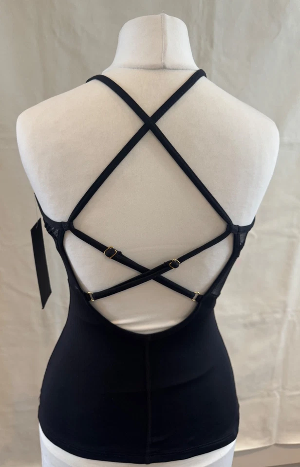 Michi Strappy Top-Black w Mesh Inserts Sexy Stretchy Corset Type Yoga Gym XS NwT - Image 3 of 4