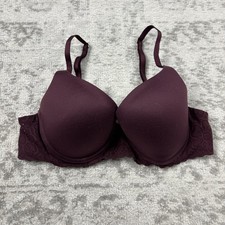 Aerie Sunnie Bra Casual Demi Coverage Burgundy Lace Floral Size 34C