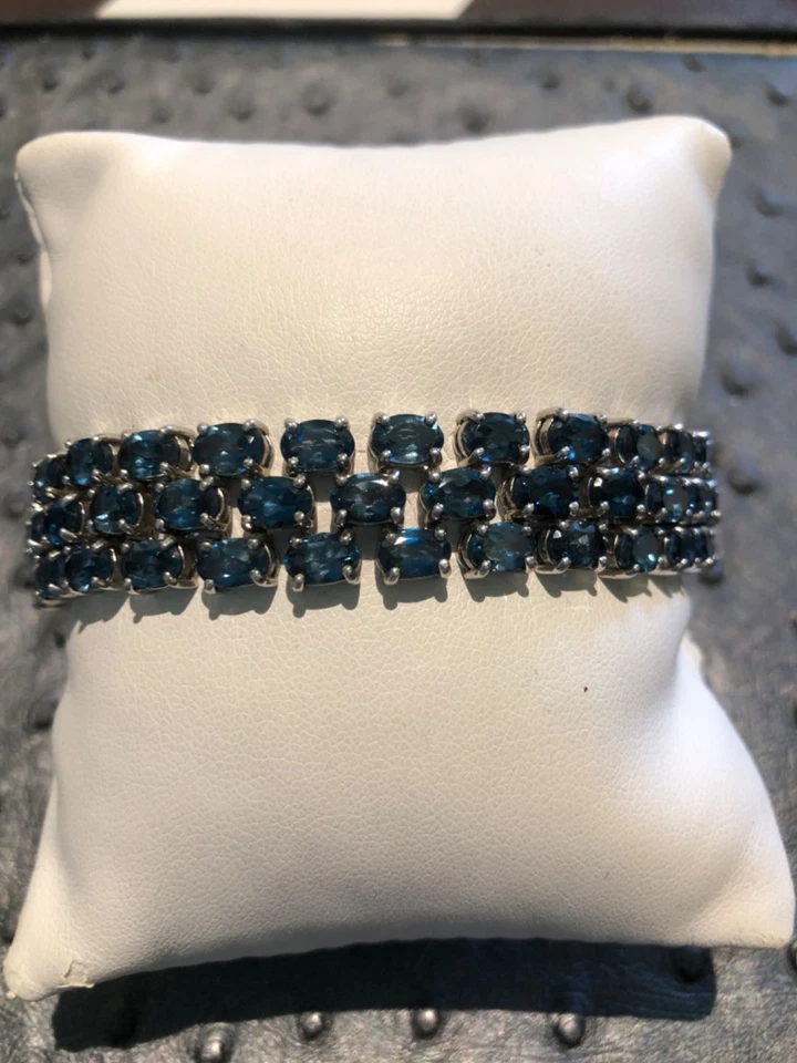 Edeles Armband Damen 925 Silber, Saphire Edelstein London Blue - Bild 2 von 4