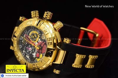Extreme RARE Invicta Disney Mickey Mouse Lim Ed Black Red SS Women's Watch