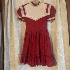 Vintage 90s Dress Girls Size 6/8 Floral Ruffled Prairie Handmade Christmas