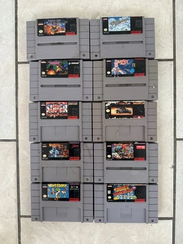 super nintendo games lot bundle Street Fighter Yoshi Starfox Clay Fighter UNTEST
