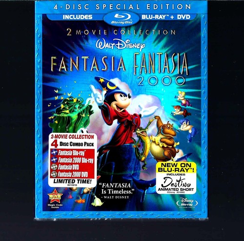 DISNEY FANTASIA FANTASIA 2000 4-DISC SPECIAL EDITION BLU-RAY DVD SLIPCOVER: NEW