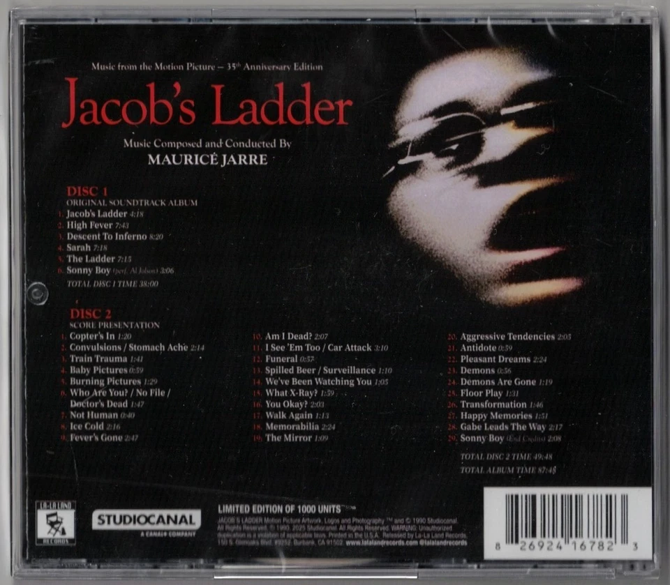 NEW! SEALED! Jacob's Ladder [1990/2025] 2CDs (La-La Land LE/1000) Maurice Jarre - Image 2 of 3