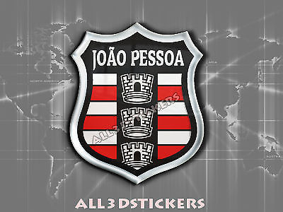 3D Emblem Sticker Resin Domed Flag João Pessoa - Adhesive Decal Vinyl