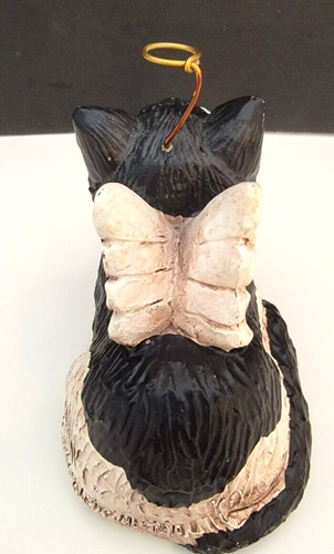 Black and White  Winged w/Halo Angelic Cat Signed  by Telle M. Stein 2004 EUC  - Picture 5 of 11