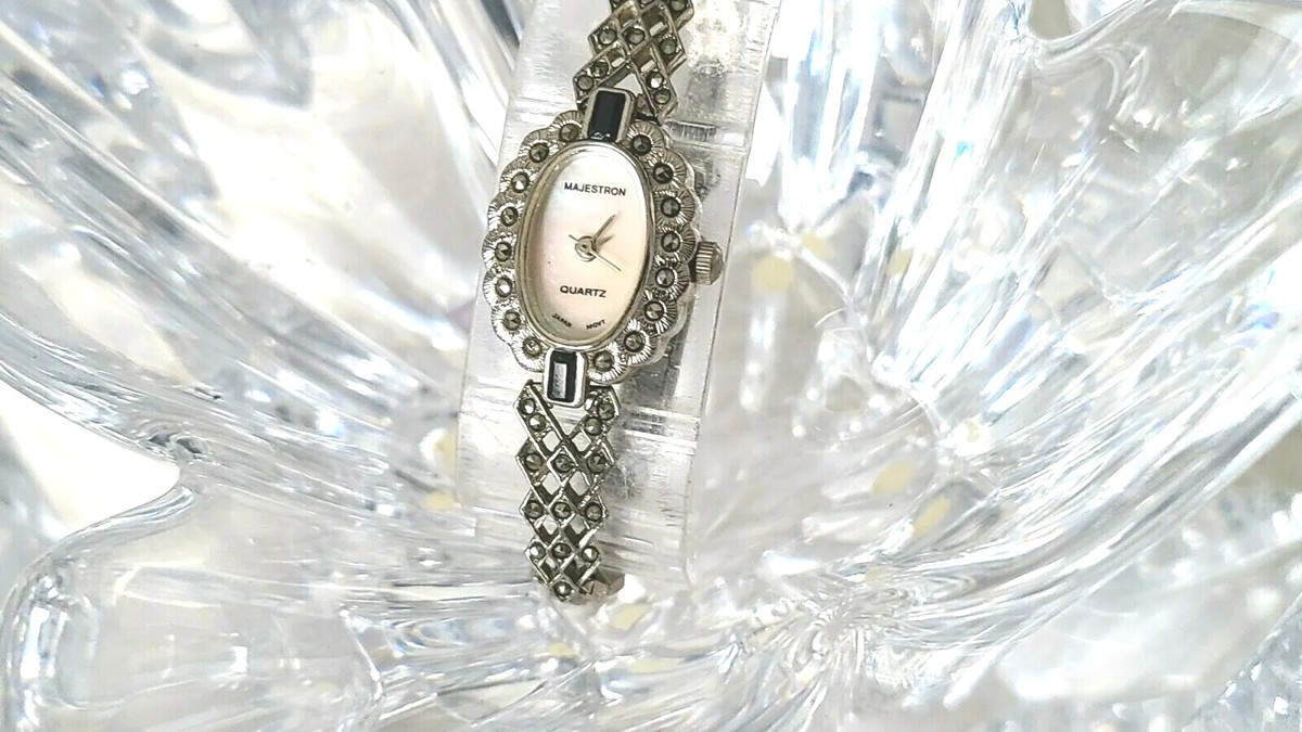 Montre De Poche Vintage CALLARON - Pendentif En Bois ébène Noir Et Marbre, Quartz, Chaîne Incluse (homme/femme)