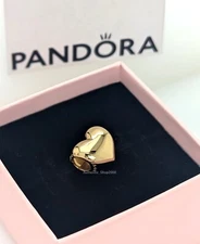New 100% Authentic  PANDORA 14k Gold Pl Be Love Engravable Heart Charm 763439C00