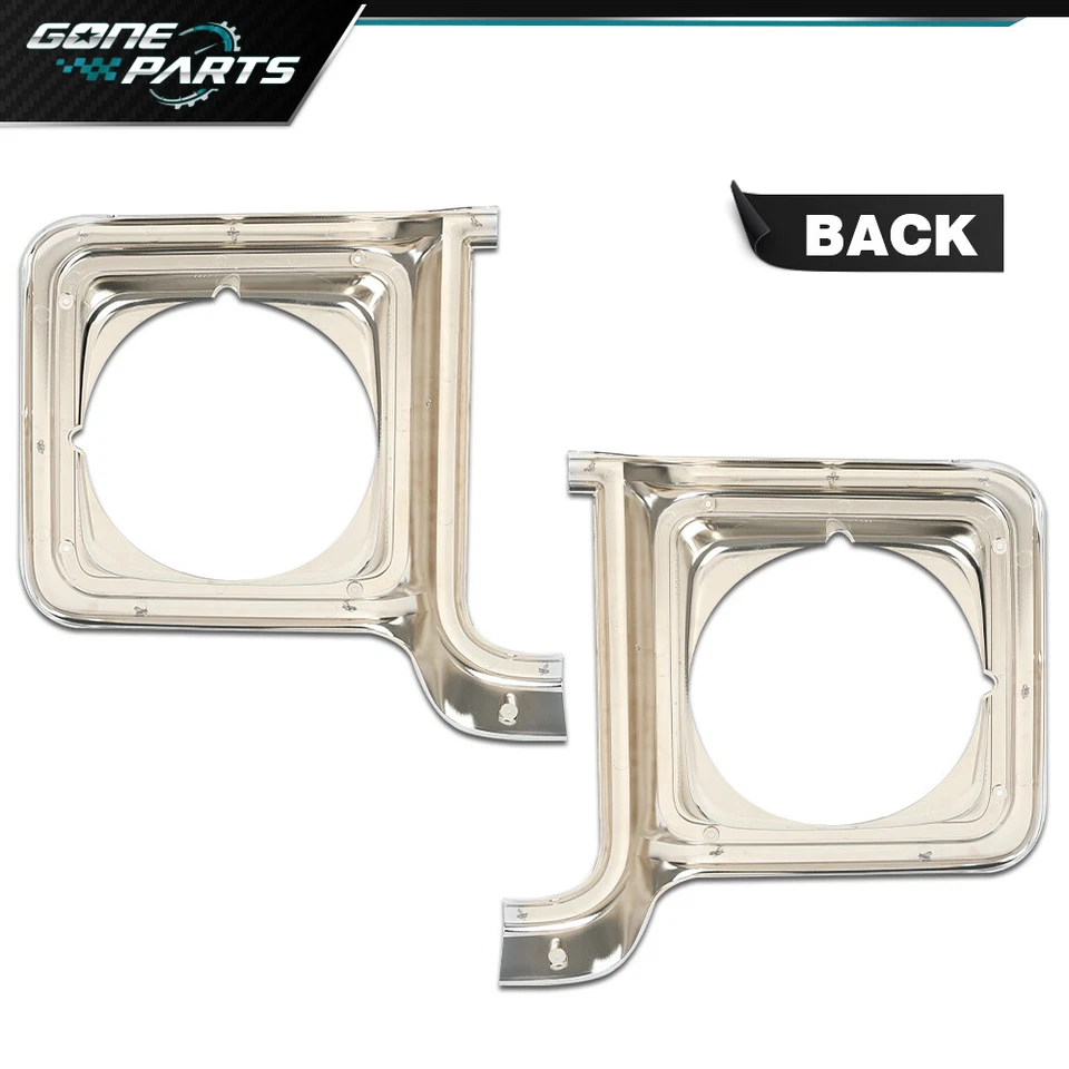 Chrome Headlight Bezel Trim Silver Headlamp Door Fit For 1973-1978 Chevy GMC Foto 3 de 4