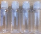 4x 2oz  CLEAR Plastic BOTTLES  60 ml Flip Top Pour Cap  4" x1+"  SMALL