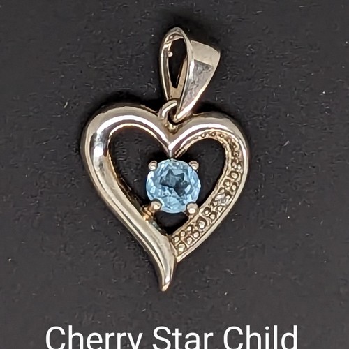 Sterling 925 silver faceted blue topaz heart pendant for necklace ...