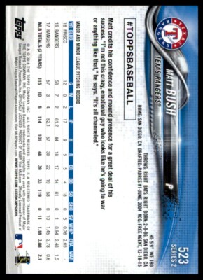 2018 TOPPS #523 MATT BUSH TEXAS RANGERS | eBay