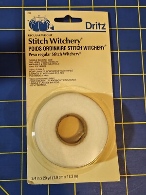(NOS) DRITZ 222 STITCH WITCHERY IRON ON BONDING WEB WHITE REG WGHT 20 YD x 3/4''