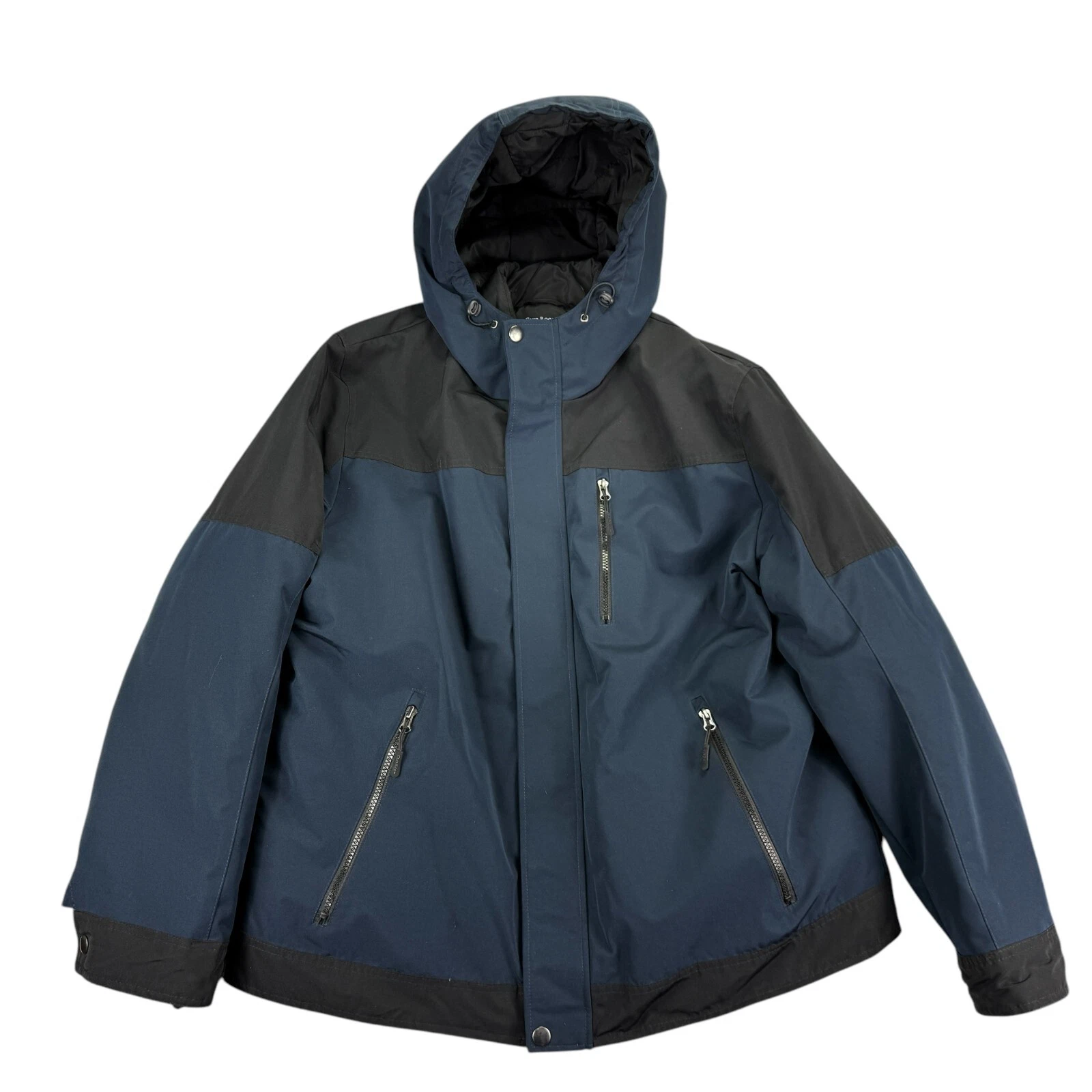 Club Room Mens 3-In-1 Hooded Colorblock Water-Resistant Jacket Navy Blue XL