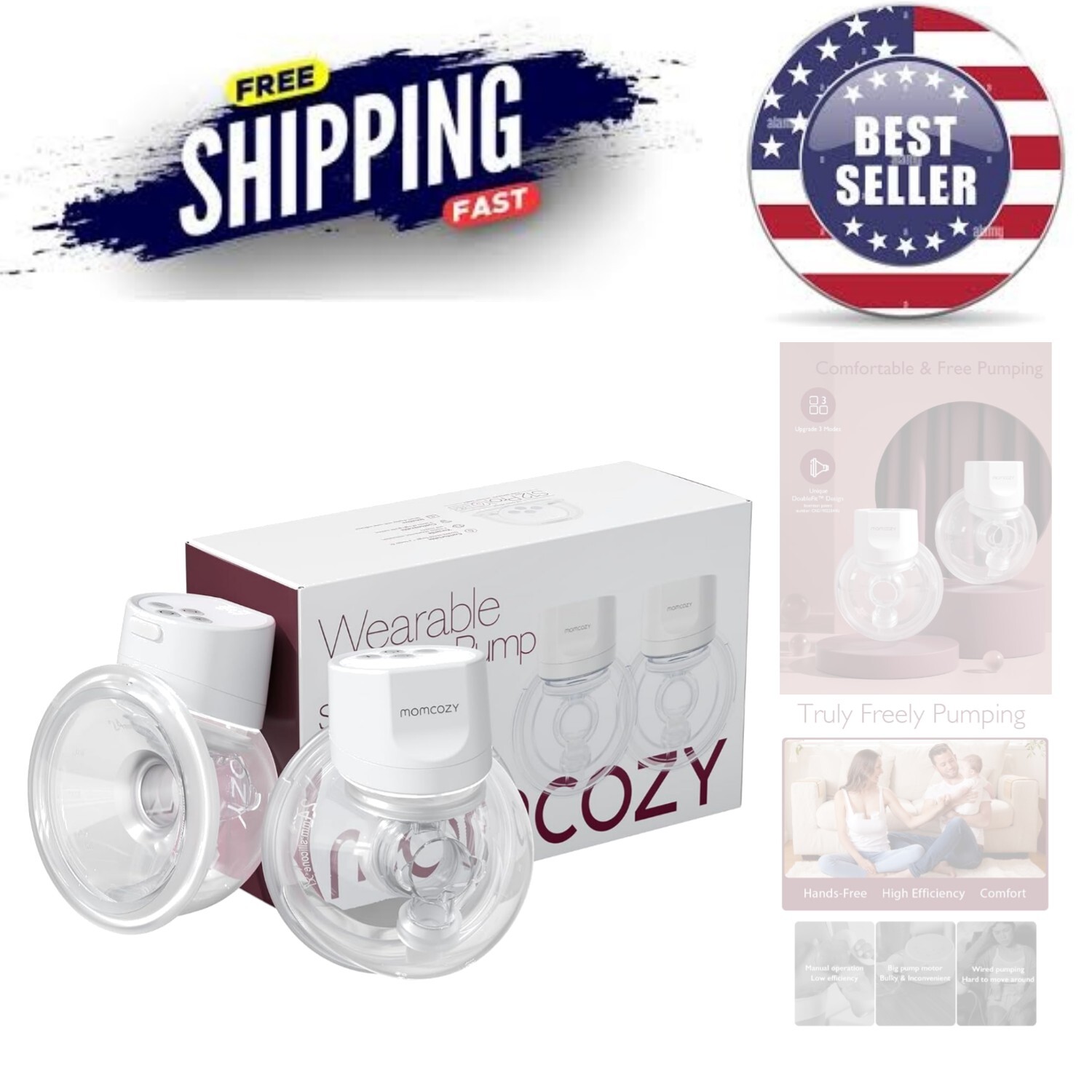 Hands-Free Double Electric Wearable Breast Pump with 3 Modes & 9 Adjustable Levels