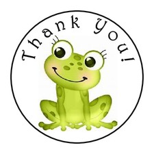 30 THANK YOU FROG FAVOR 1.5 INCH LABELS ROUND STICKERS