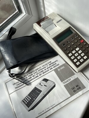 Vintage Tandy EC3005 Taschenrechner mit Drucker & Etui Made in Hong Kong
