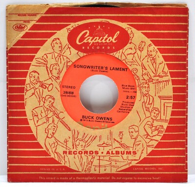 BUCK OWENS  ''Arms Full Of Empty / Songwriter's Lament''  1973 45RPM  Capitol 3688