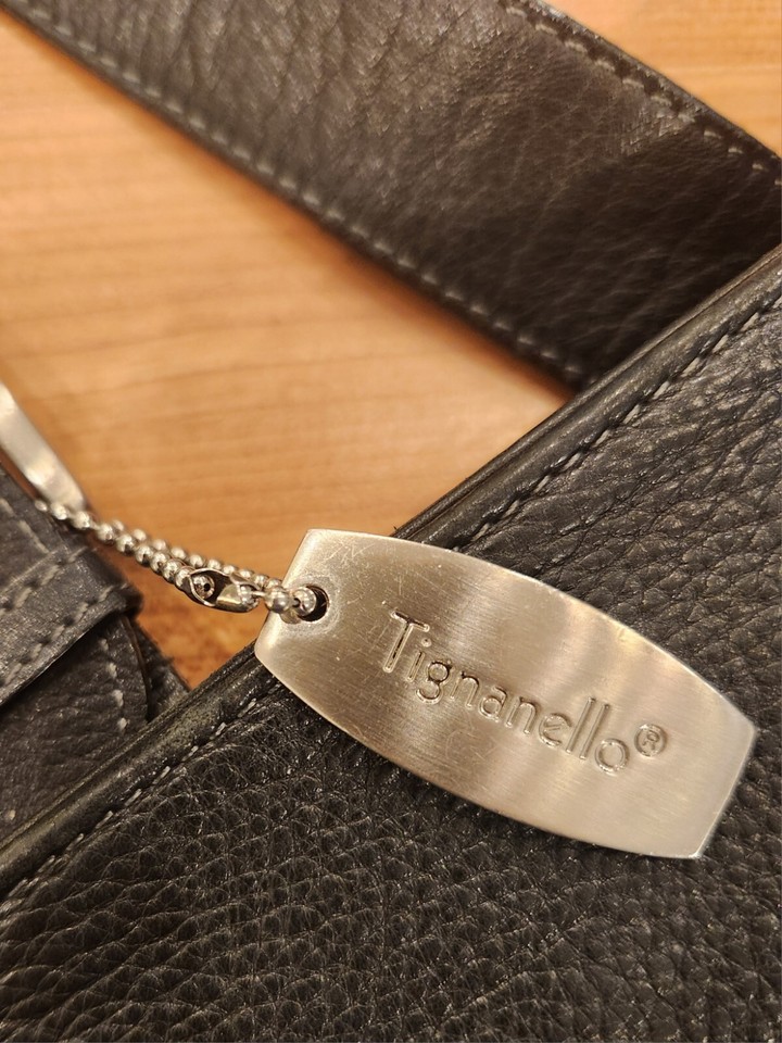 Tignanello Black Leather Fold Over Saddlebag Purse Handbag eBay