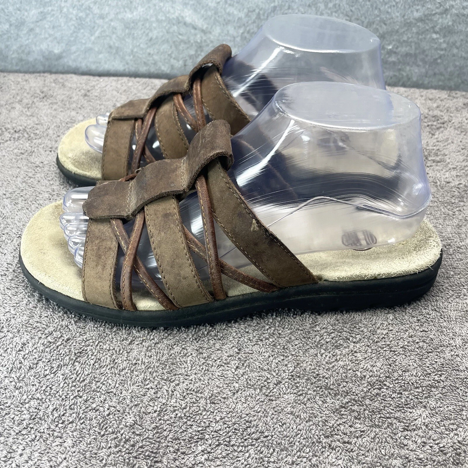 Sandali Timberland da uomo 8 5 m piatti scorrevoli marroni in pelle casual punta aperta comfort