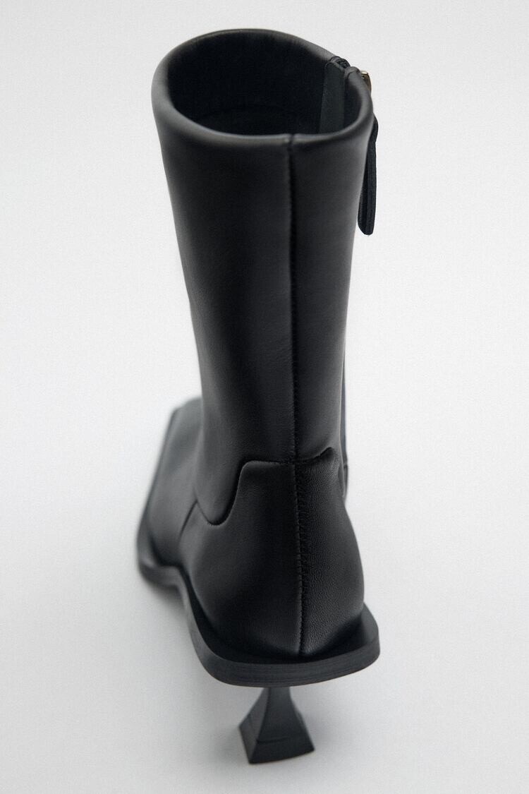 ZARA WOMAN  LEATHER ANKLE BOOTS WITH HEEL BLACK 8 EU39 2125/010 image 7