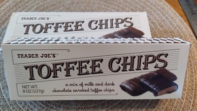 2 Packs Box Trader Joe's Milk & Dark Choc-Coated Toffee Chips - Big Treats!